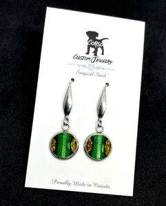 12mm Shamrock Shimmer Drop Earrings (Surgical Steel)