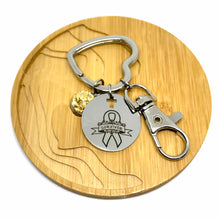 Load image into Gallery viewer, Childhood Cancer Survivor Research Keychain (Stainless Steel)
