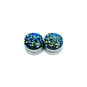 10mm Galaxy Blue Druzy Magnetic Studs
