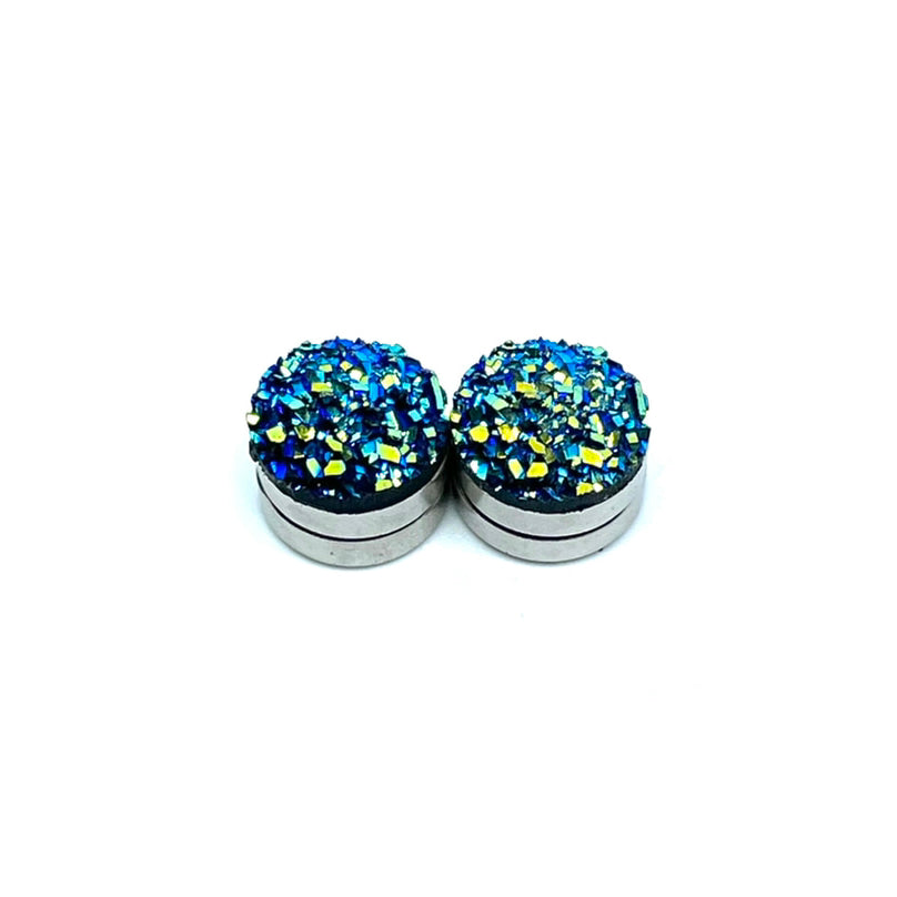 10mm Galaxy Blue Druzy Magnetic Studs