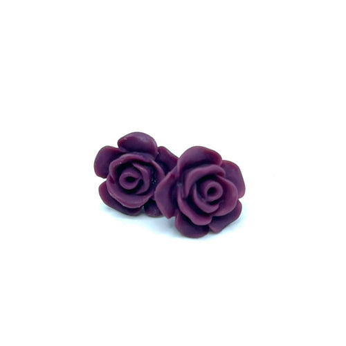 Burgundy Rose Studs