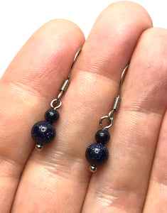 Dainty Blue Sandstone Drop Earrings