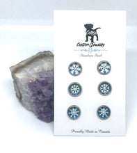 Load image into Gallery viewer, Snowflake 8mm Stud Trio (Stainless Steel)