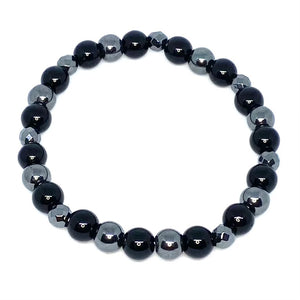 8mm Men's Gunmetal Obsidian Bracelet