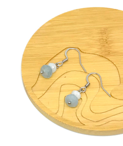 Dainty Radiant Aquamarine Drop Earrings