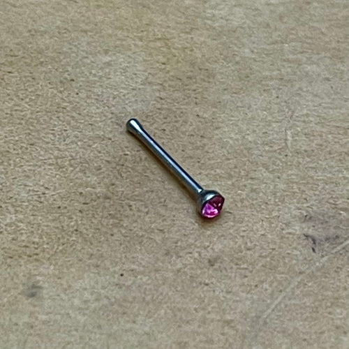 Pink Tourmaline Crystal Nose Stud (Surgical Steel)
