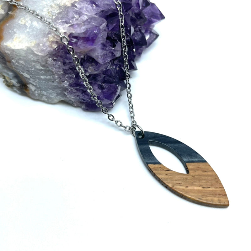 Shadow Wooden Marquis Necklace