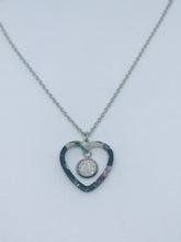 Load image into Gallery viewer, White Druzy Heart Necklace #1 (Stainless Steel)