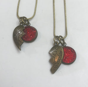 Shared Heart Mother-Daughter Necklace Set (Antique Bronze)