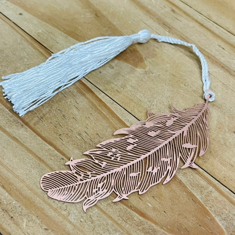 Rose Gold Feather Bookmark