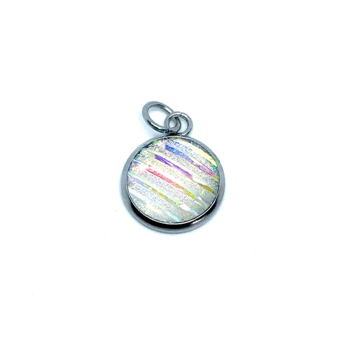 12mm Striped White Druzy Charm