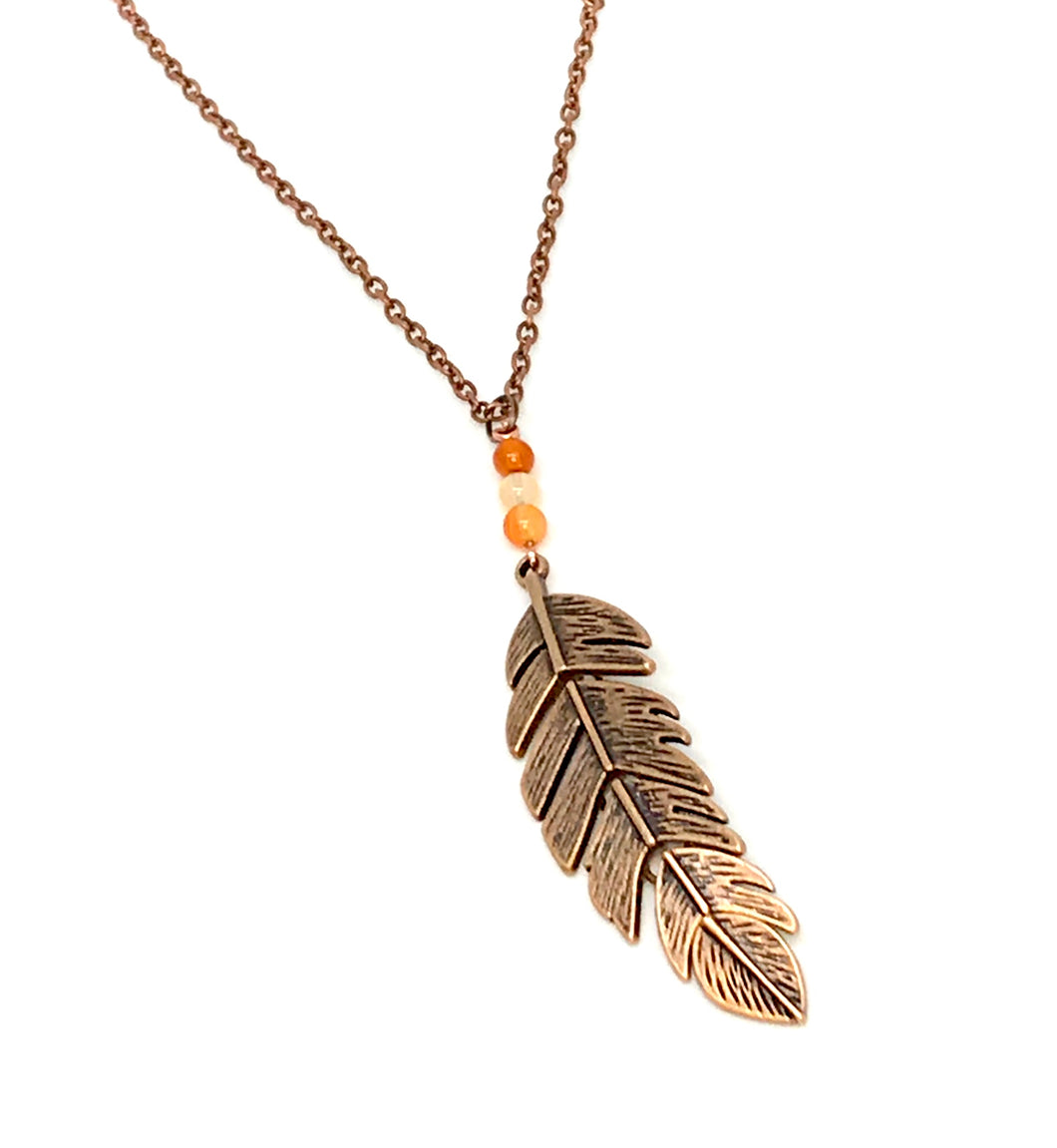 Flowing Feather Necklace (Antique Copper)