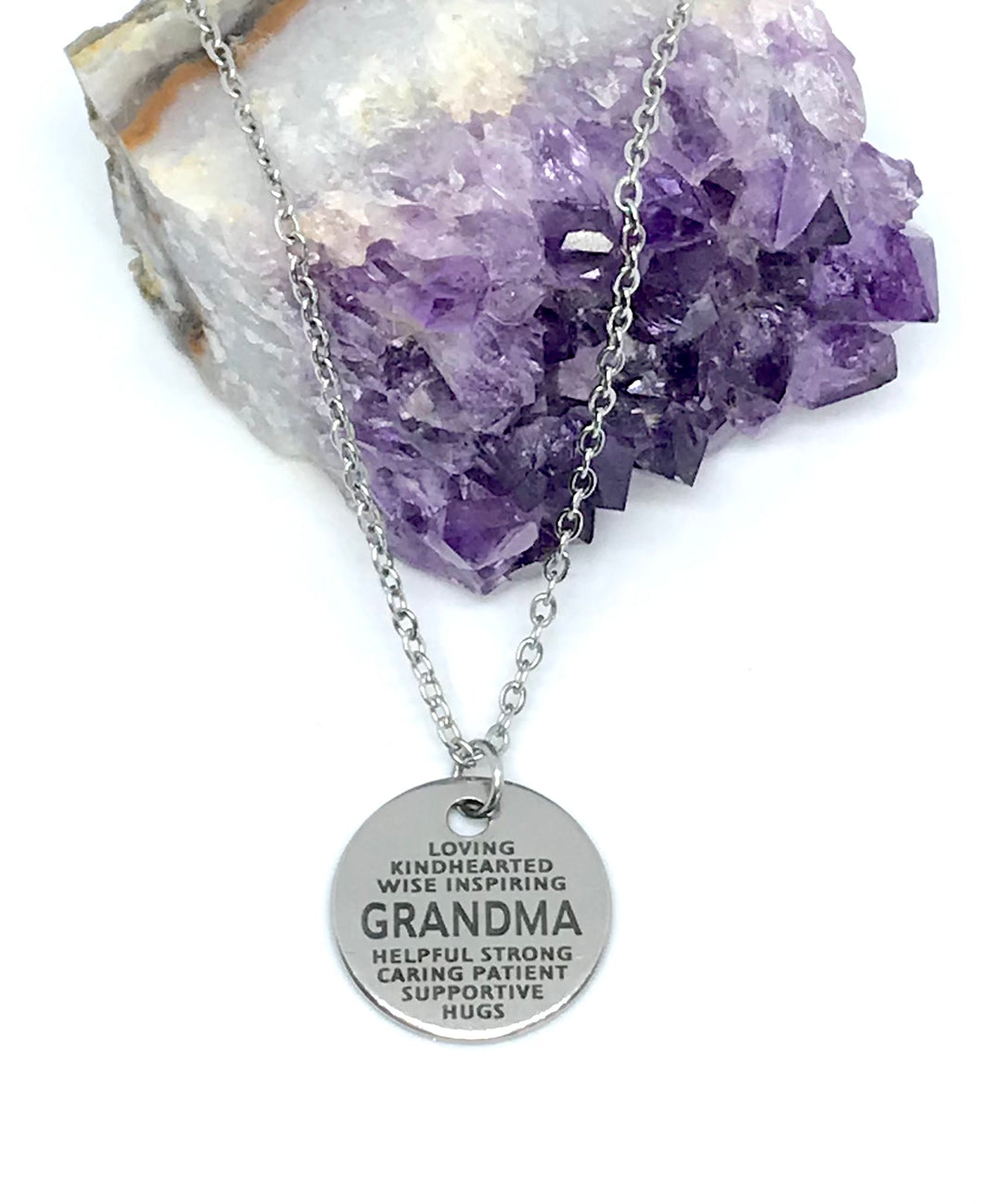 GRANDMA Word Collage Necklace (Stainless Steel)