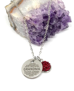 GRANDMA Word Collage 3-in-1 Necklace (Stainless Steel)