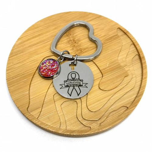 Uterine Cancer Survivor Research Keychain (Stainless Steel)