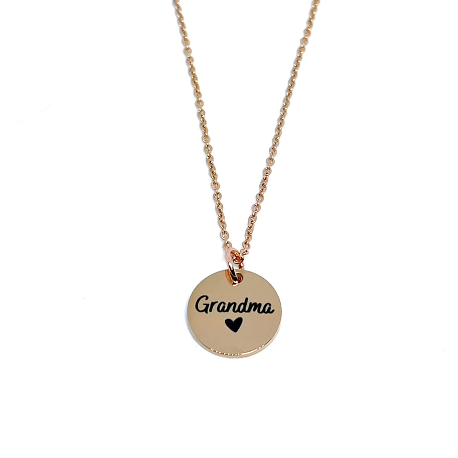 Grandma Charm Necklace (Rose Gold Stainless Steel)