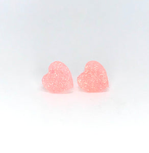 12mm Pale Pink Druzy Heart Studs
