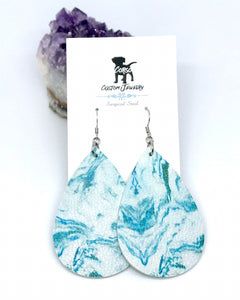 White Water Rapid Leather Drop Earrings