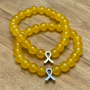 8mm Childhood Cancer Research Gemstone Bracelet (Gold Stainless Steel)