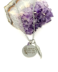 “Kind Heart Fierce Mind Brave Spirit” 3-in-1 Charm Necklace (Stainless Steel)