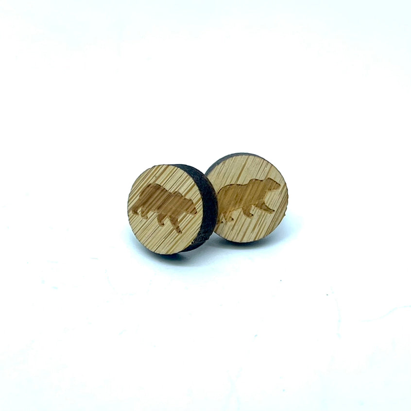 Wooden Bear Studs (Stainless Steel)