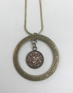 “DREAM HOPE TRUST LOVE” Necklace (Antique Bronze)