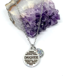 DAUGHTER Word Collage 3-in-1 Necklace (Stainless Steel)