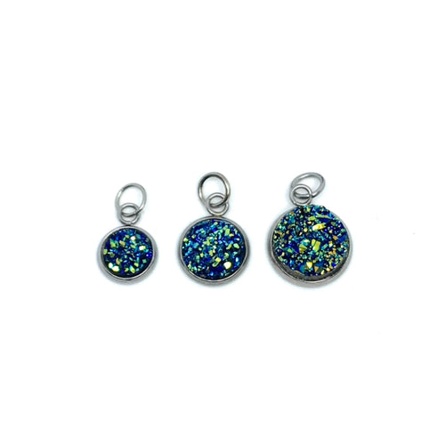 Galaxy Blue Druzy Charm