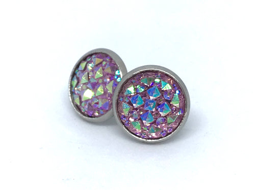 12mm Icy Purple Star Druzy Studs (Stainless Steel)