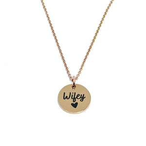 Wifey Charm Necklace (Rose Gold Stainless Steel)