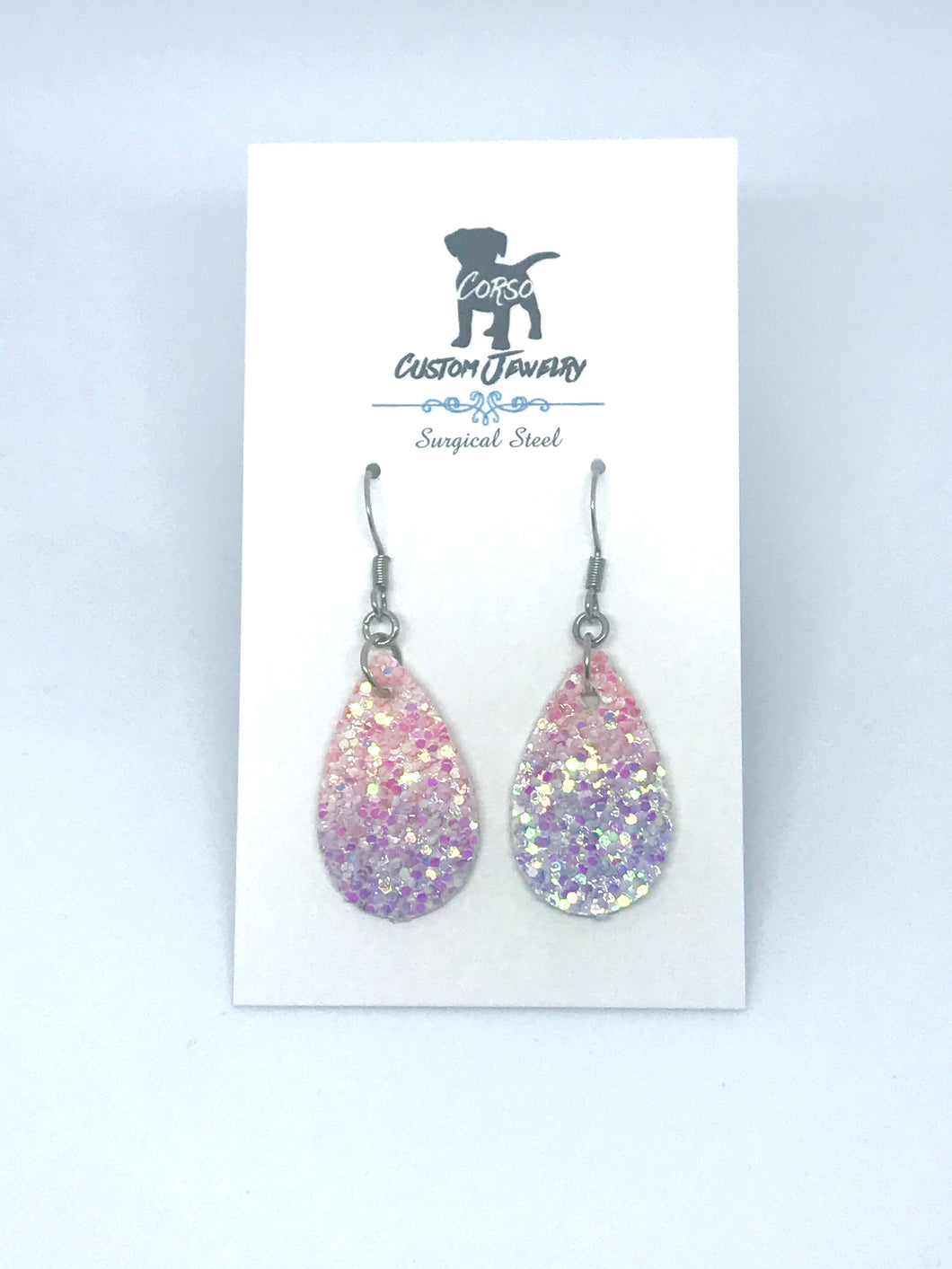 Princess Shimmer Leather Drop Earrings