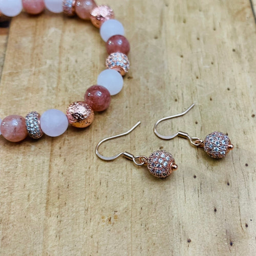 Rose Gold Pave Drop Earrings