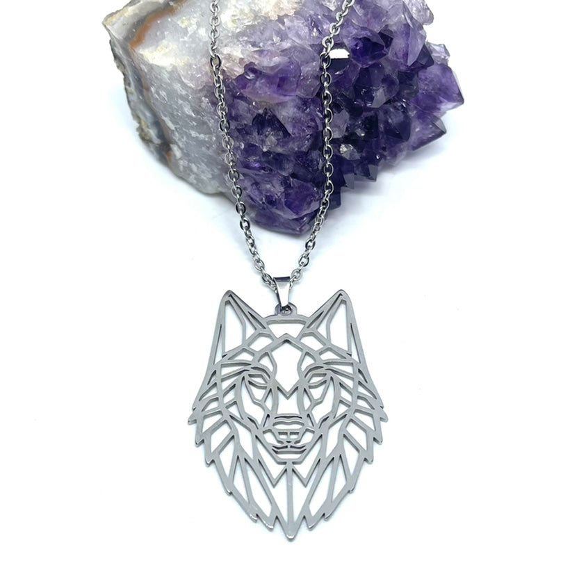 Origami Wolf Necklace (Stainless Steel)