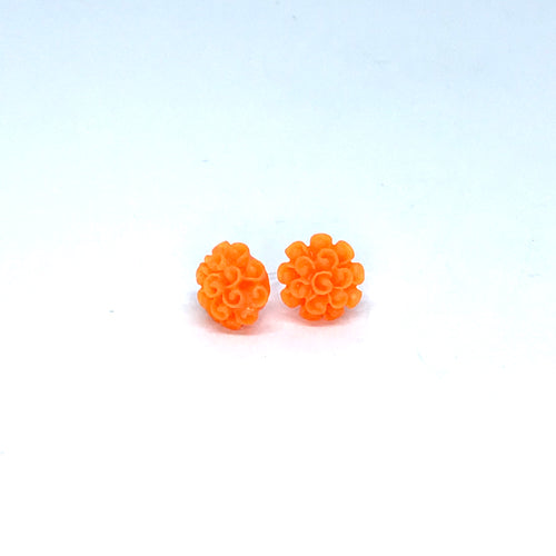 Floral Bouquet Studs in Orange Mandarin (No Metal)