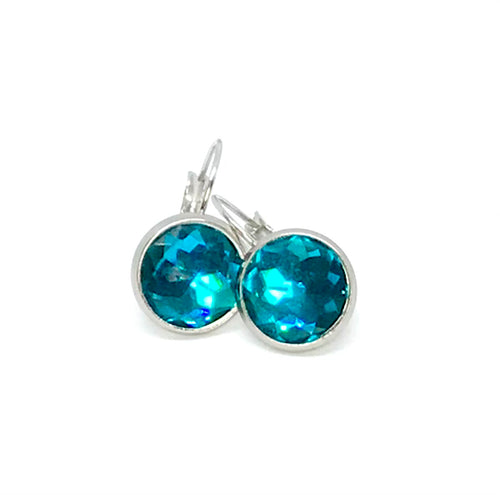 12mm Teal Leverback Drop Earrings (Stainless Steel)