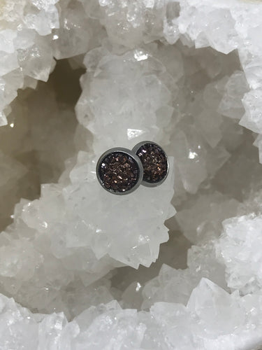 8mm Chocolate Druzy Studs