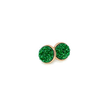 Load image into Gallery viewer, 10mm Emerald Shimmer Druzy Studs