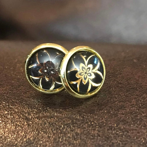 10mm Black Flower Studs (Stainless Steel)