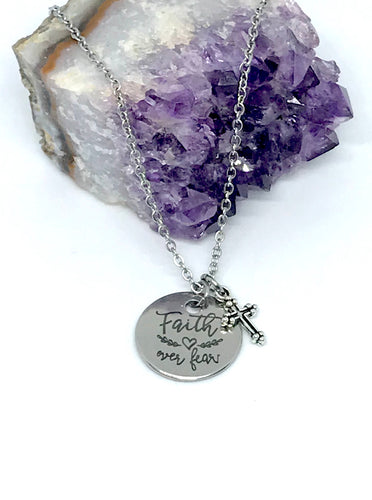 “Faith over Fear” 3-in-1 Charm Necklace