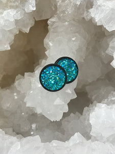 12mm Lake Blue Druzy Studs