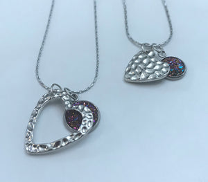 “One Love, One Heart” Mother-Daughter Necklace Set (Stainless Steel)