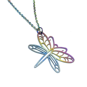 Rainbow Dragonfly Necklace (Stainless Steel)