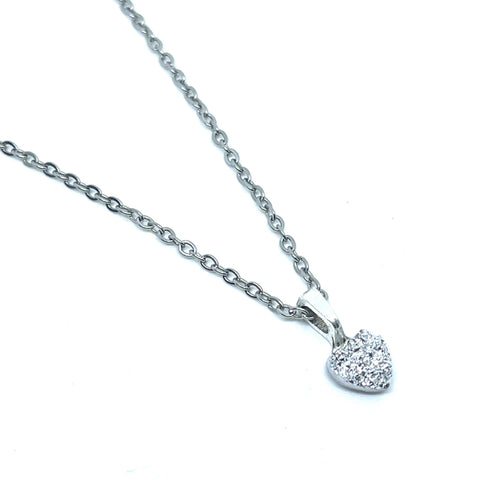 8mm Silver Druzy Heart Necklace