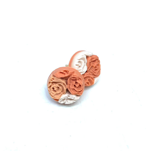 Coral Floral Bouquet Studs