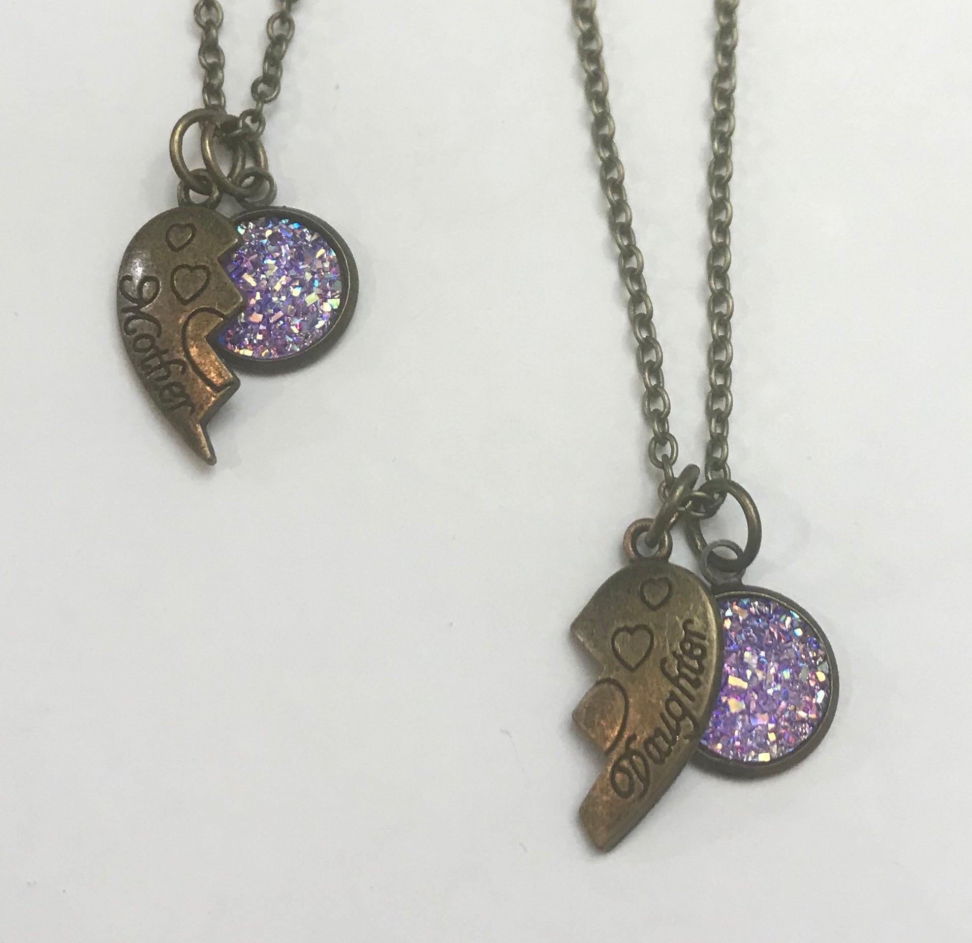 Shared Heart Mother-Daughter Necklace Set (Antique Bronze)