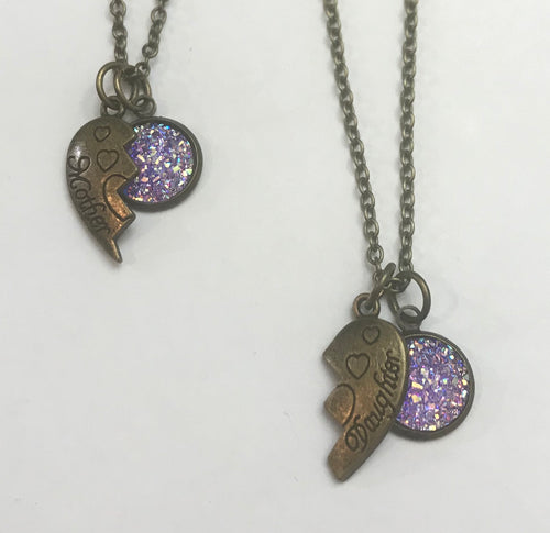 Shared Heart Mother-Daughter Necklace Set (Antique Bronze)
