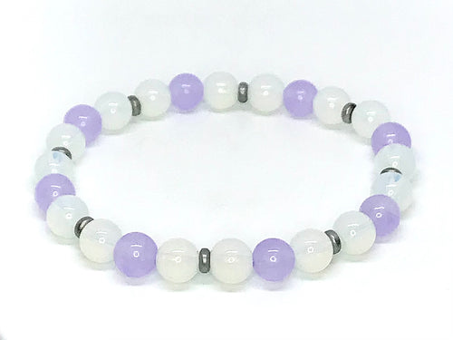 8mm Lilac Chalcedony & Opal Bracelet #2