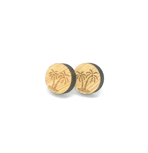 Wooden Palm Tree Studs (Stainless Steel)