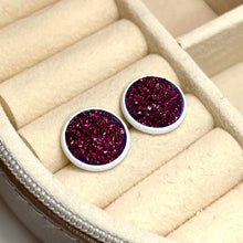 Load image into Gallery viewer, 12mm Sangria Shimmer Druzy Studs