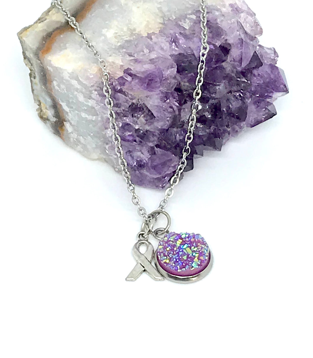 Pancreatic Cancer Research Necklace (Stainless Steel)